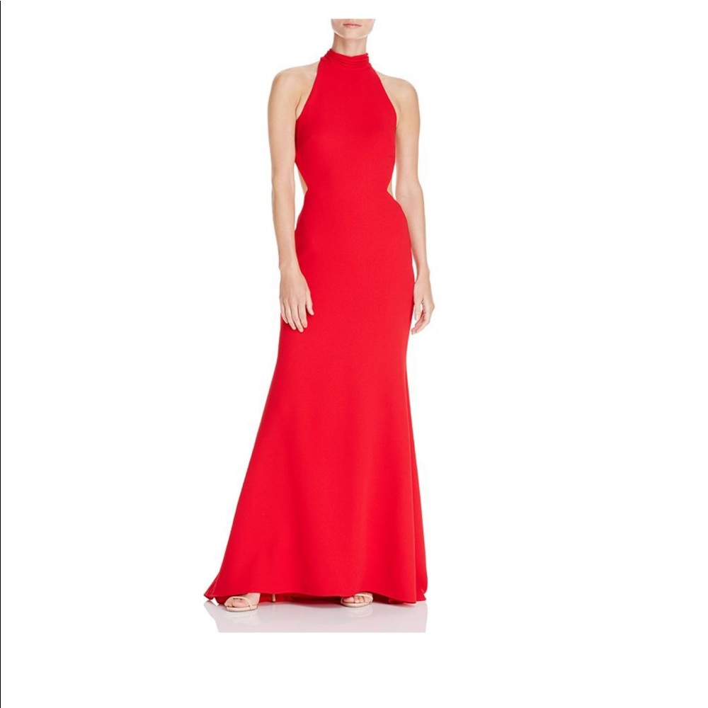 Tie-Back Crepe Halter Gown